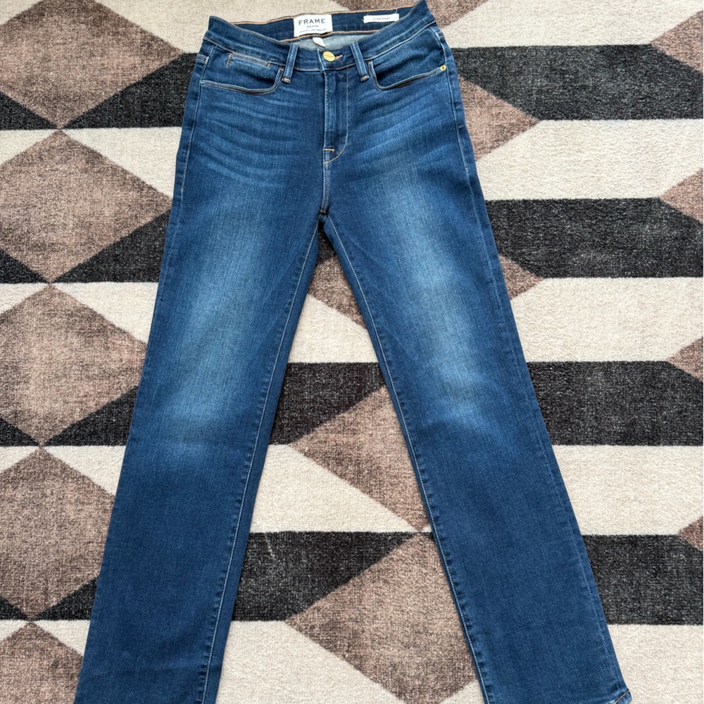 Frame Denim Women's Le High Straight Jeans in Clifton Blue (Size 24)